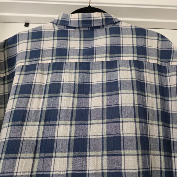 Patagonia Shirt Mens XL Blue Tan Plaid Organic Cotton Short Sleeve Button Up - Picture 4 of 7